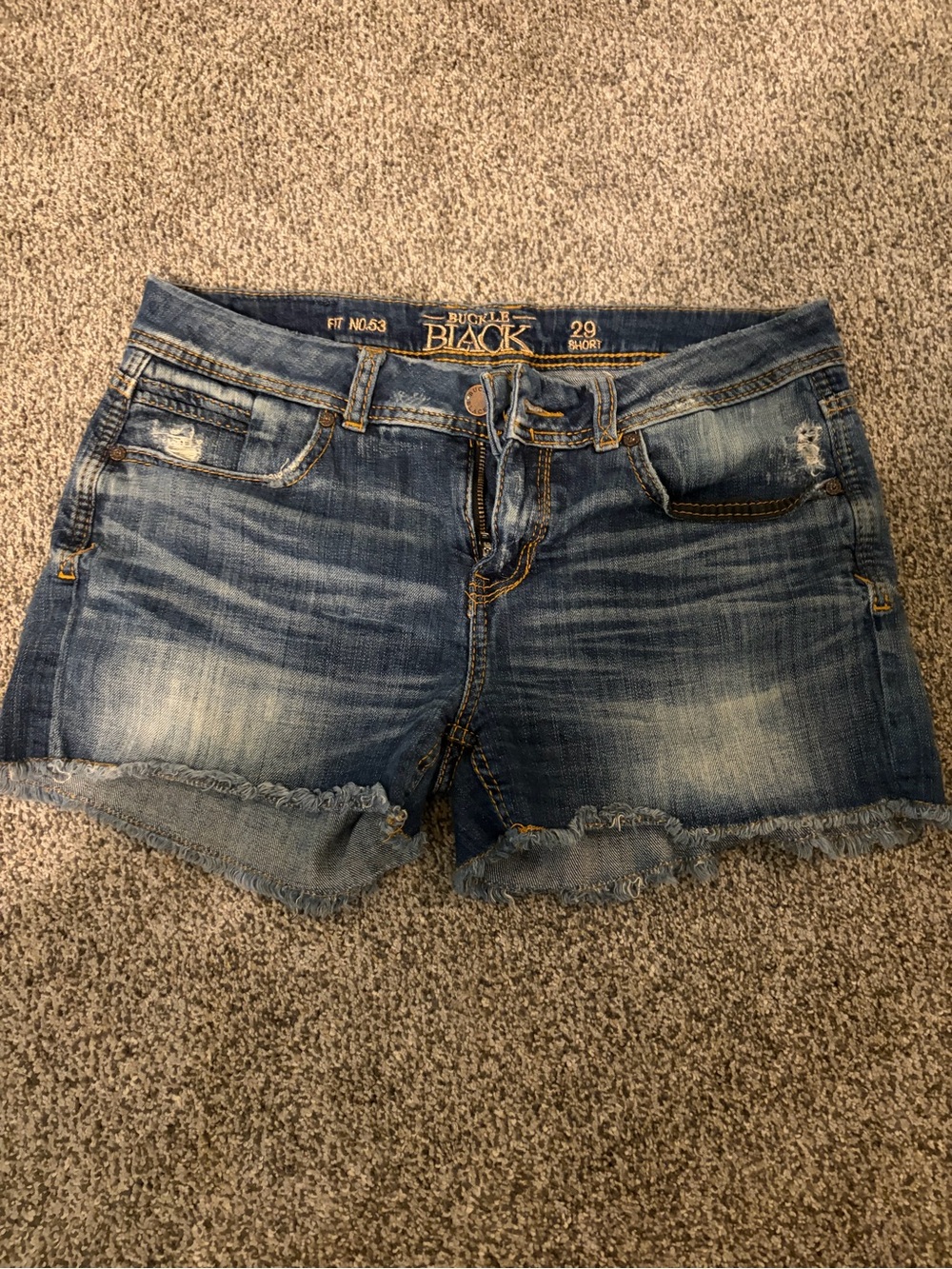 Buckle Black Faded Blue Distressed Jean Cutoff Shorts
